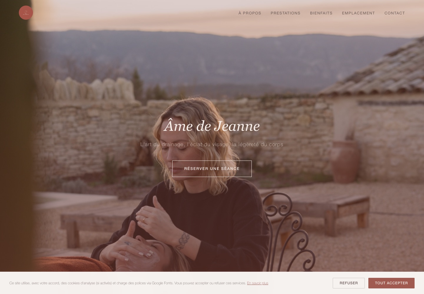 Page d’accueil du site Âme de Jeanne